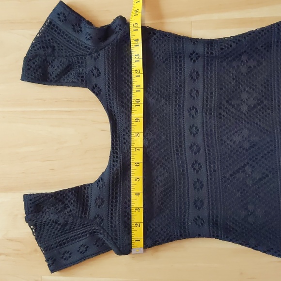 Crochet Dress, S, fully satin lined, zipper back, Snap mini little black dress - Picture 4 of 15